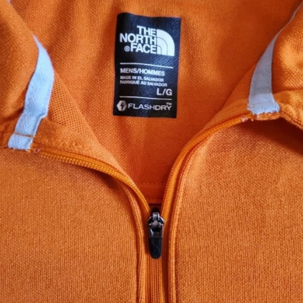 Men's Large The North Face 1/4 Zip Polo‎ Shirt orange short sleeve tee T-shirt